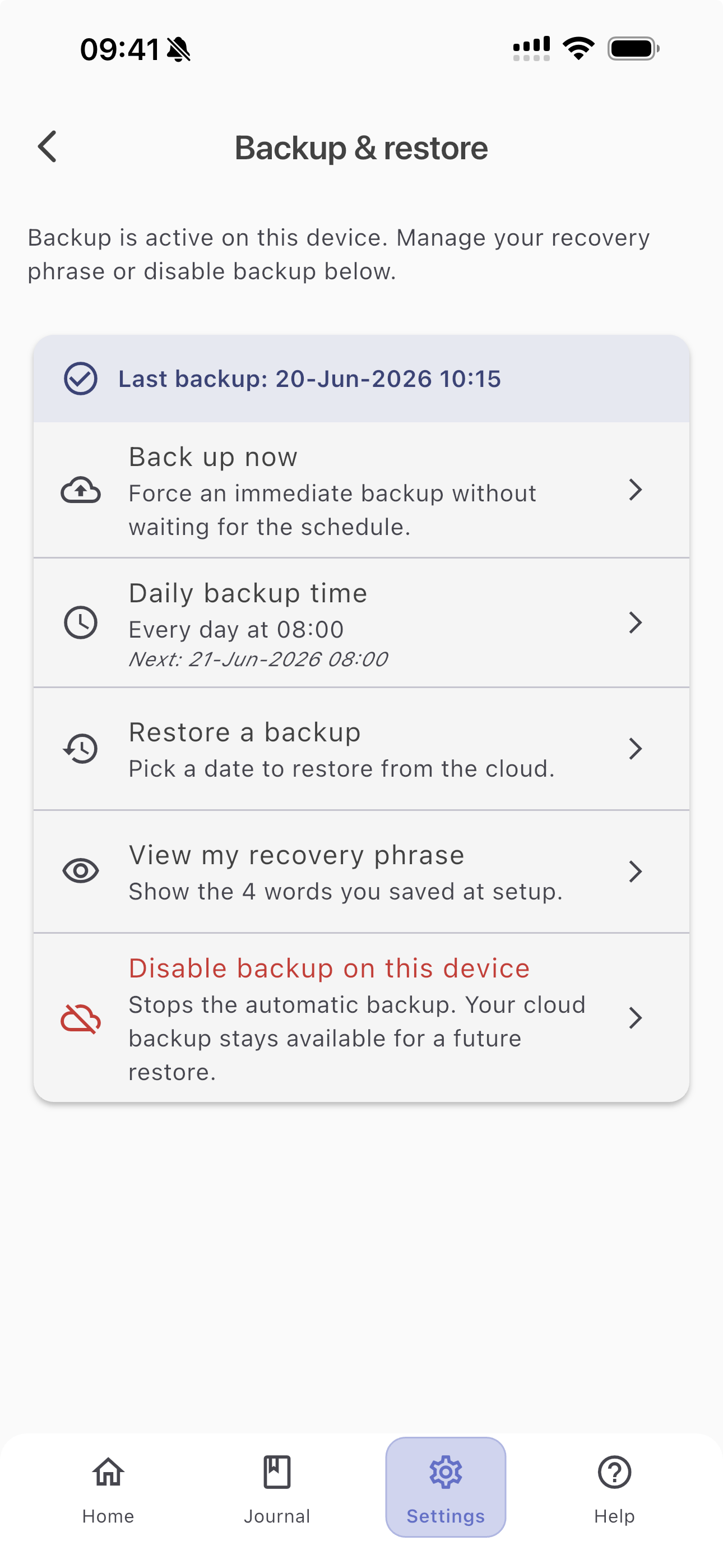 Encrypted backup