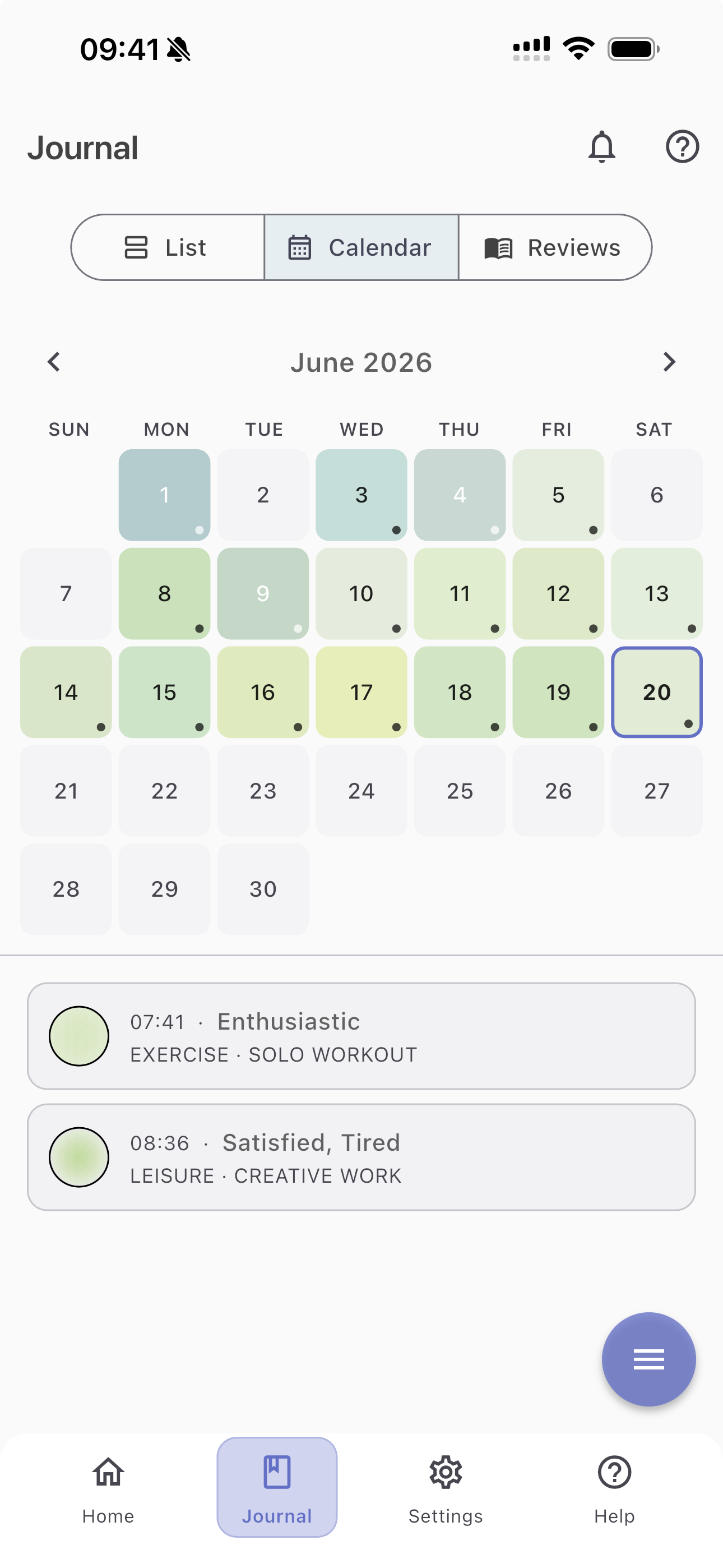 Calendar view